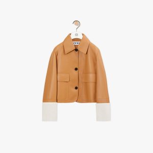 Women's Petite Casual Leather Cropped Leather Jacket