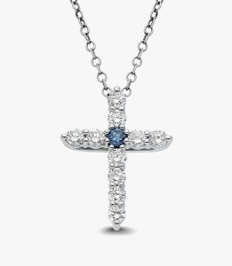 Natural Diamond Cross Pendant Necklace