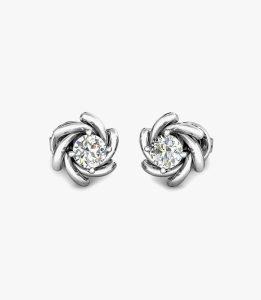 Solitaire Diamond Platinum Earrings