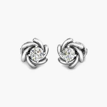 White Gold Diamond Octagon Cluster Earrings